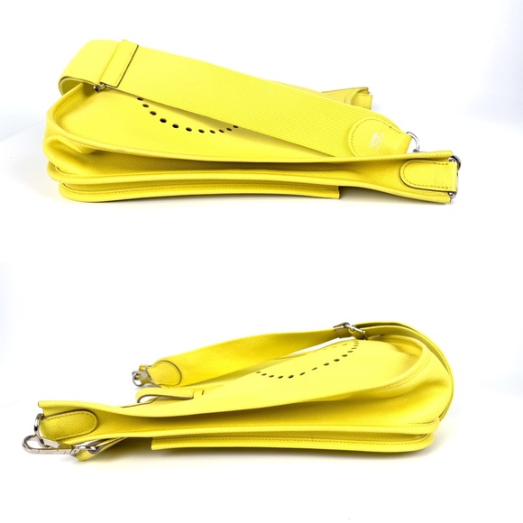 HERMES Evelyne III 33 GM Lime Yellow Epsom Leather Crossbody Bag - Picture 7 of 12